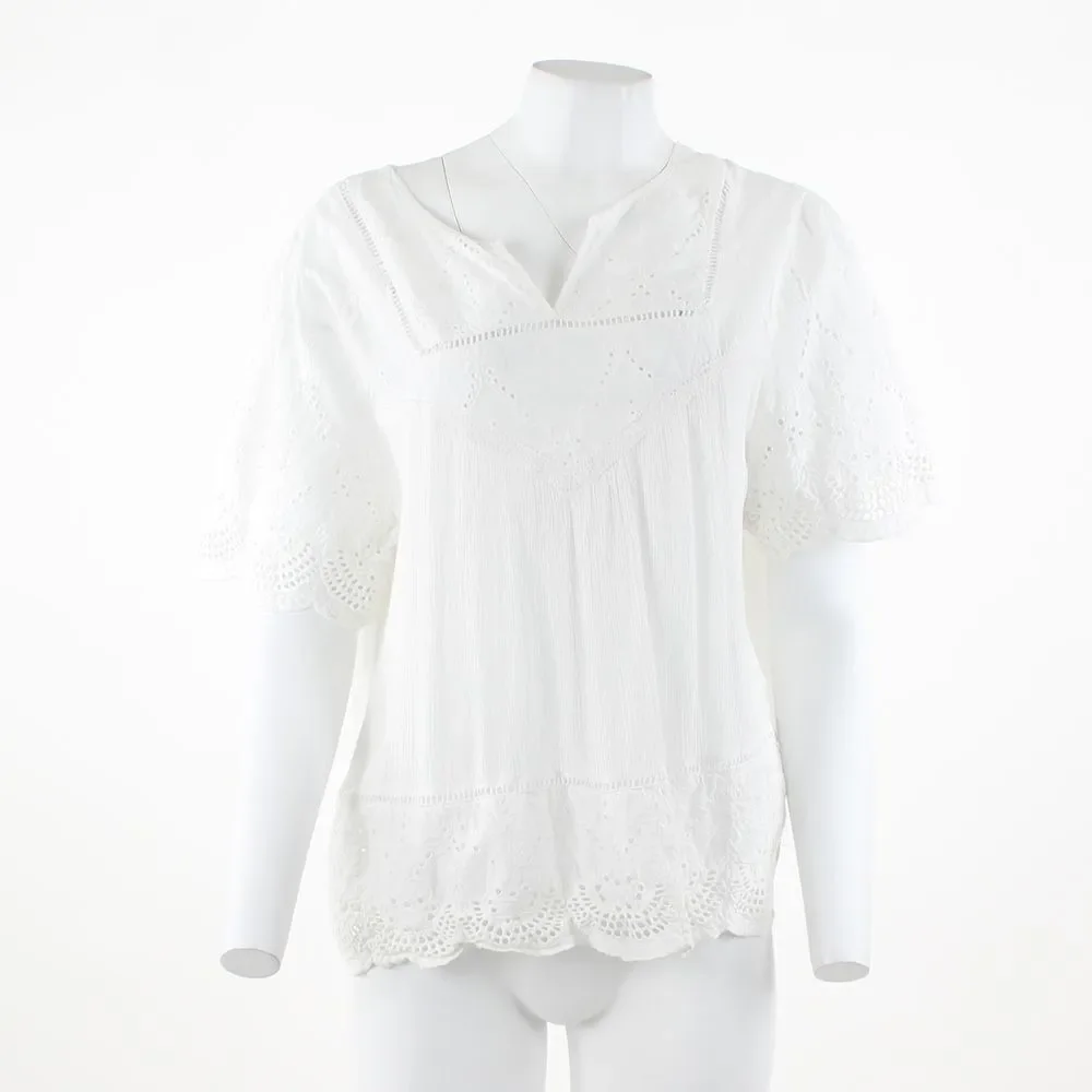 Single Thread Eyelet Short Sleeve Top - Picture 2 of 5